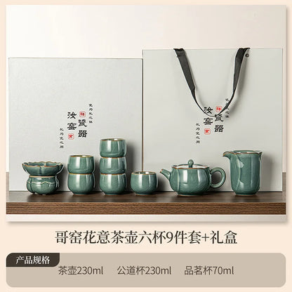 Juego de tazas y tetera de cerámica de lujo floral