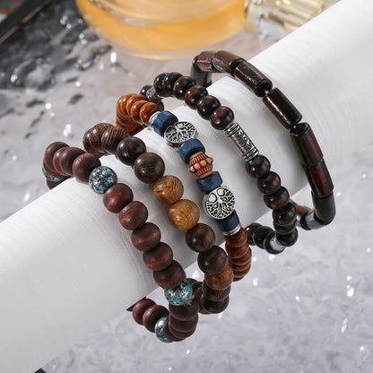 Unisex Bohemian multi-layer wooden bead bracelet