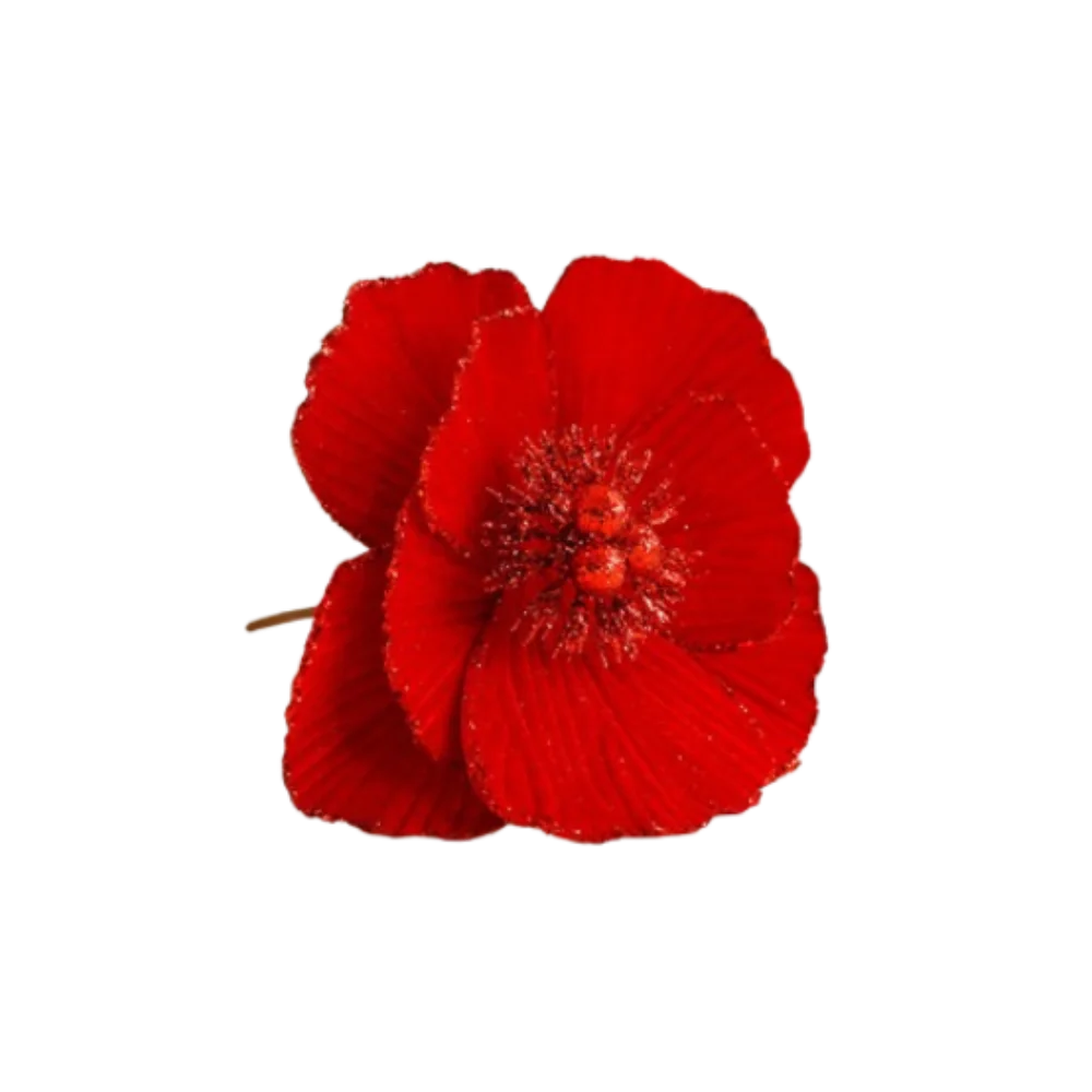 Grandes flores navideñas artificiales brillantes Adorno de árbol de Navidad