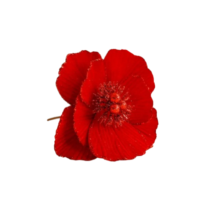 Grandes flores navideñas artificiales brillantes Adorno de árbol de Navidad