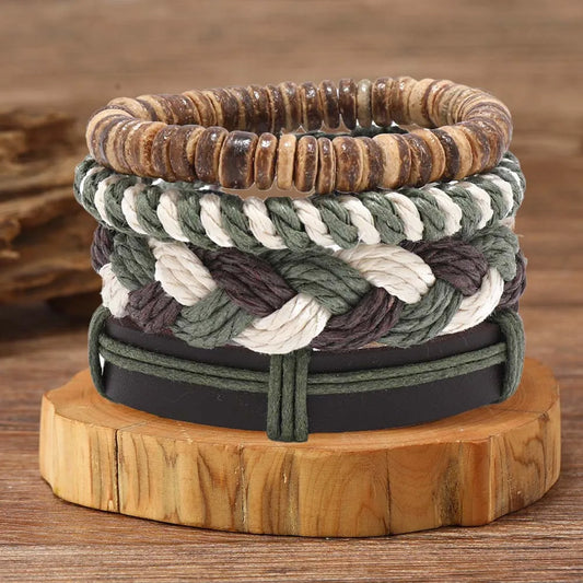 Bohemian Vintage Leather Woven Bracelets for Men.