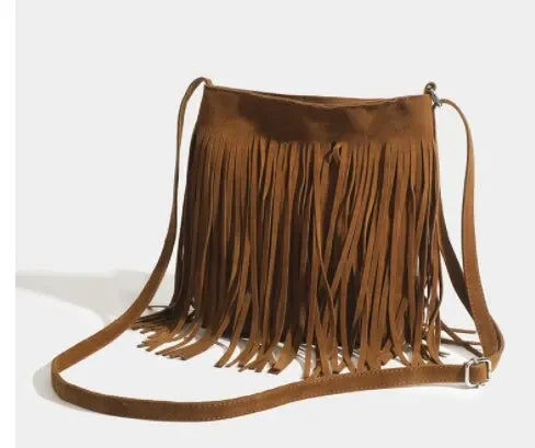 Bolso bandolera con flecos de estilo bohemio de gran capacidad
