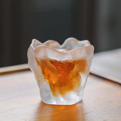 Taza de té de pétalos de estilo japonés hecha a mano