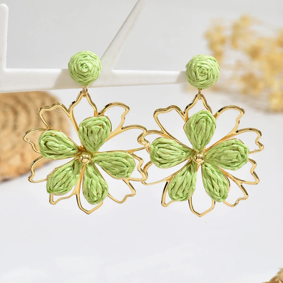 Pendientes colgantes de flores elegantes de Bohemia