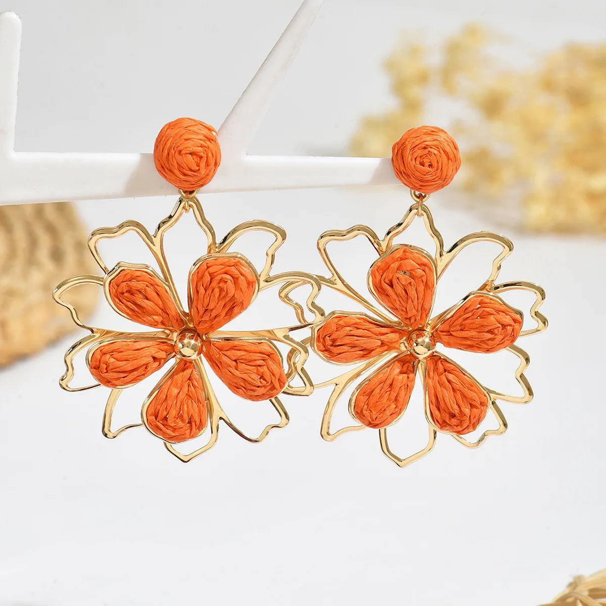 Pendientes colgantes de flores elegantes de Bohemia