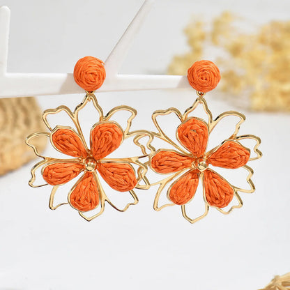 Pendientes colgantes de flores elegantes de Bohemia