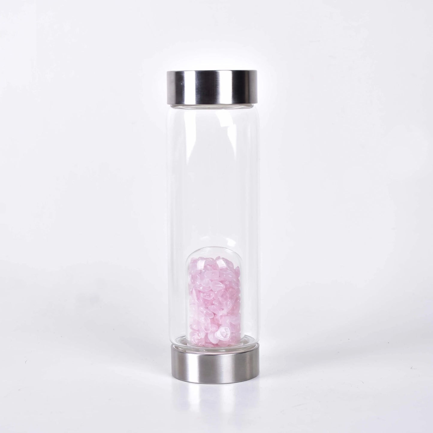 Botella de agua de acero inoxidable con piedra preciosa, tallada a mano