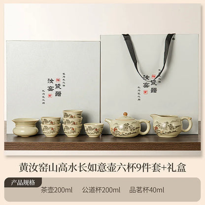 Juego de tazas y tetera de cerámica de lujo floral