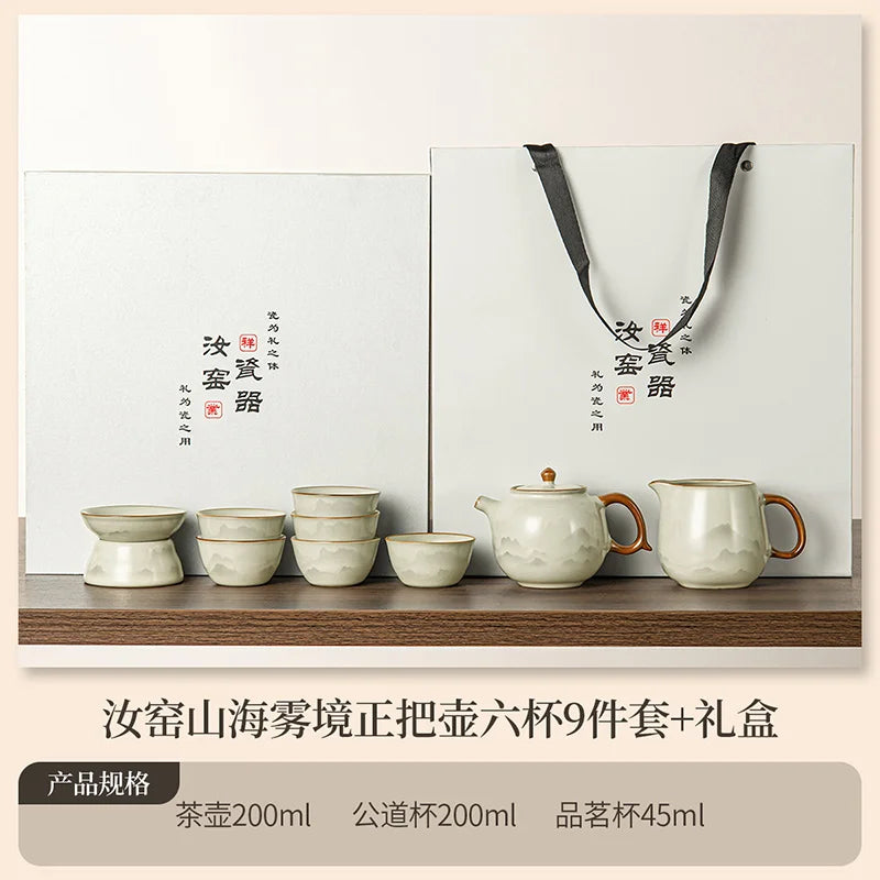 Juego de tazas y tetera de cerámica de lujo floral