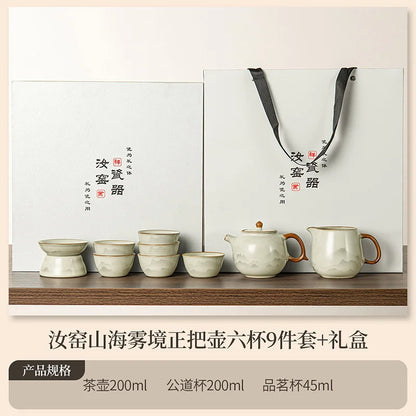 Juego de tazas y tetera de cerámica de lujo floral