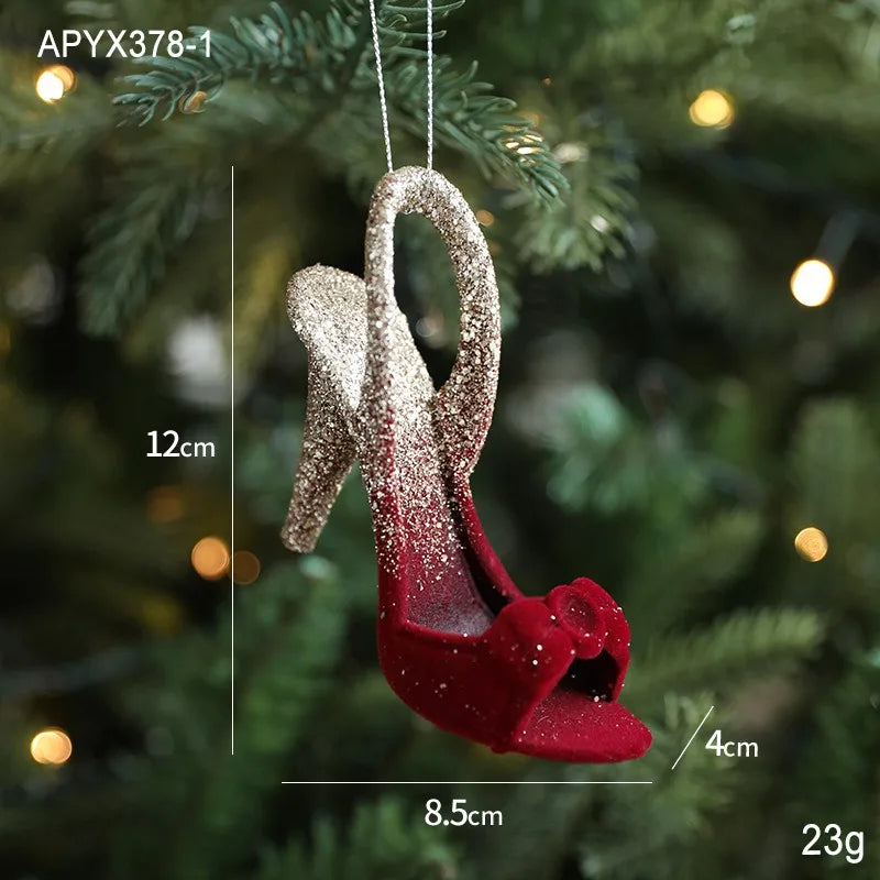 Colgantes navideños creativos rojo vino