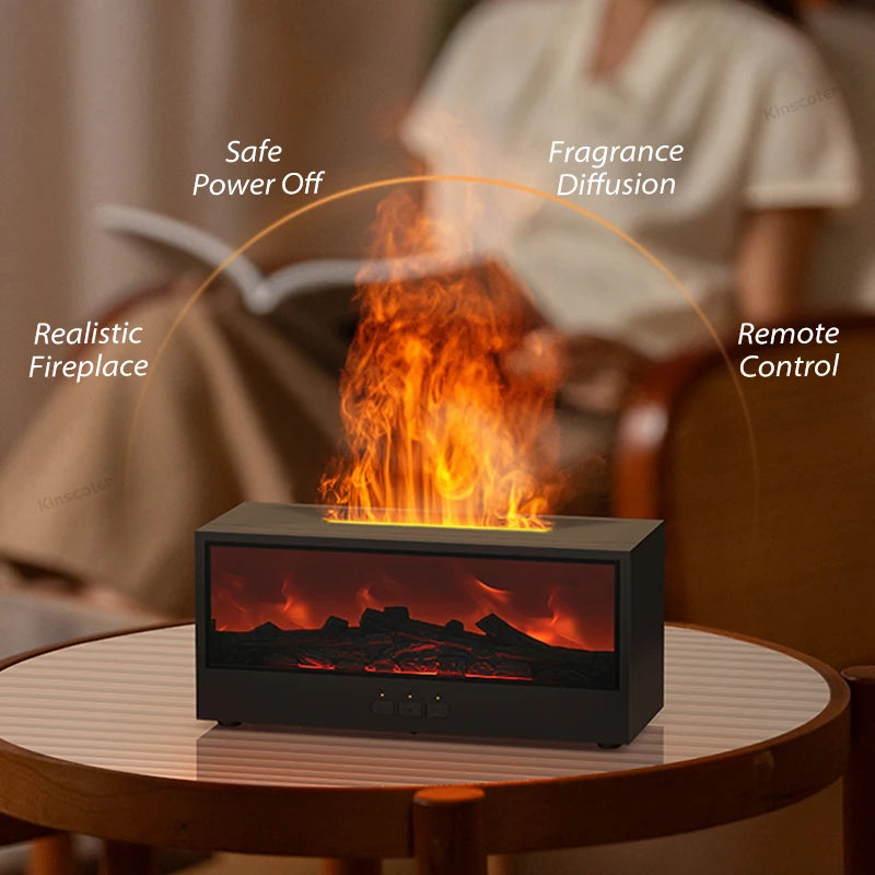 Humidificador chimenea Difusor de aceites esenciales con luz LED y control remoto