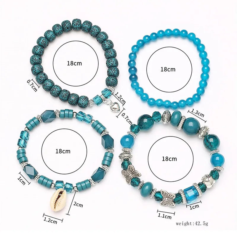 Bohemian Handmade Glasses Bead Bracelet Sets 