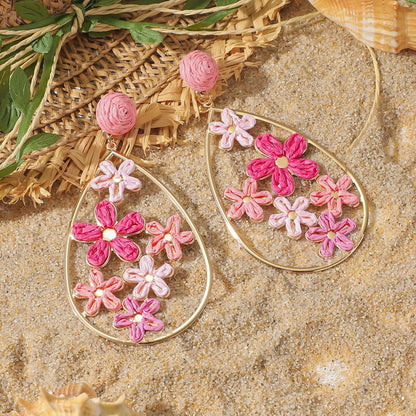 Pendientes colgantes de flores elegantes de Bohemia