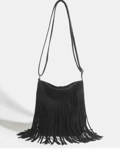 Bolso bandolera con flecos de estilo bohemio de gran capacidad