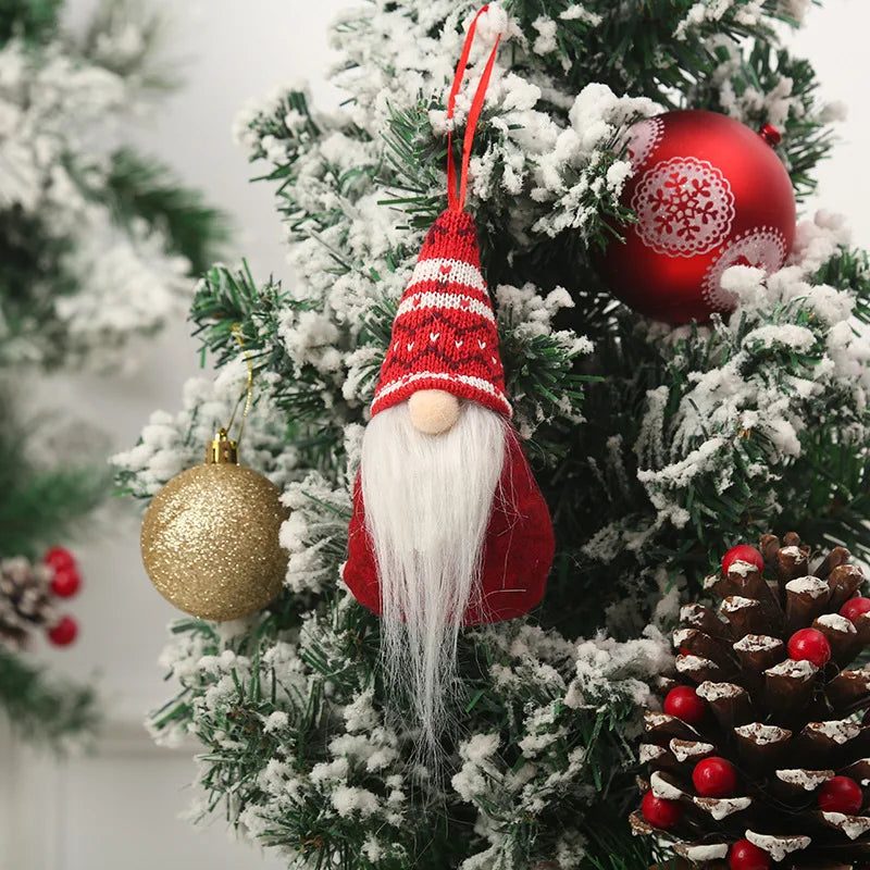 Gnomos sin rostro de decoración del árbol de Navidad