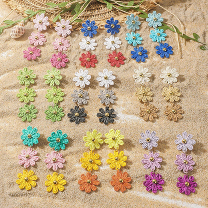 Pendientes colgantes de flores elegantes de Bohemia