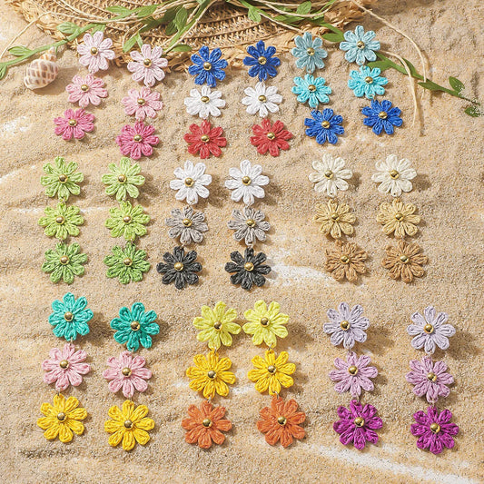 Elegant Bohemian Flower Drop Earrings 