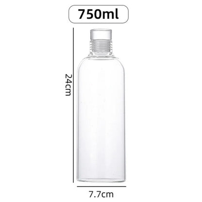 Botella de agua de vidrio de 300-1000ML, botella para deportes al aire libre transparente portátil
