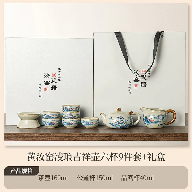 Juego de tazas y tetera de cerámica de lujo floral