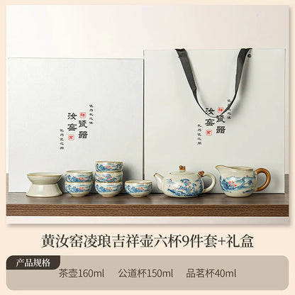 Juego de tazas y tetera de cerámica de lujo floral