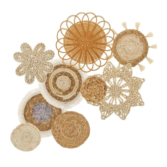 9 piezas Boho Seagrass para colgar en la pared Ligero Hecho a mano