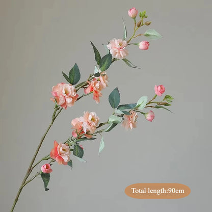 Camelia 1 pieza, rama larga con hojas flores artificiales