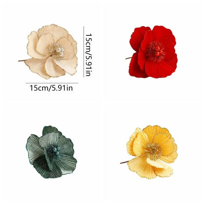 Grandes flores navideñas artificiales brillantes Adorno de árbol de Navidad