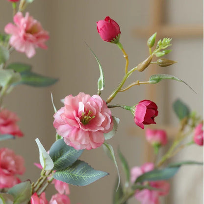 Camelia 1 pieza, rama larga con hojas flores artificiales
