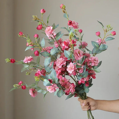 Camelia 1 pieza, rama larga con hojas flores artificiales