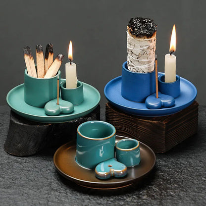 Juego de quemadores de incienso de cerámica de 1 pieza - multifuncional