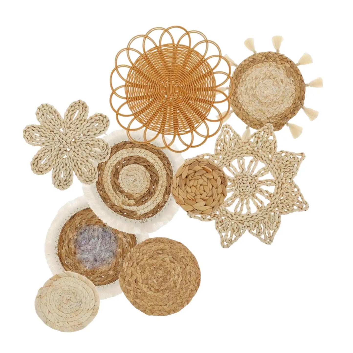 9 piezas Boho Seagrass para colgar en la pared Ligero Hecho a mano