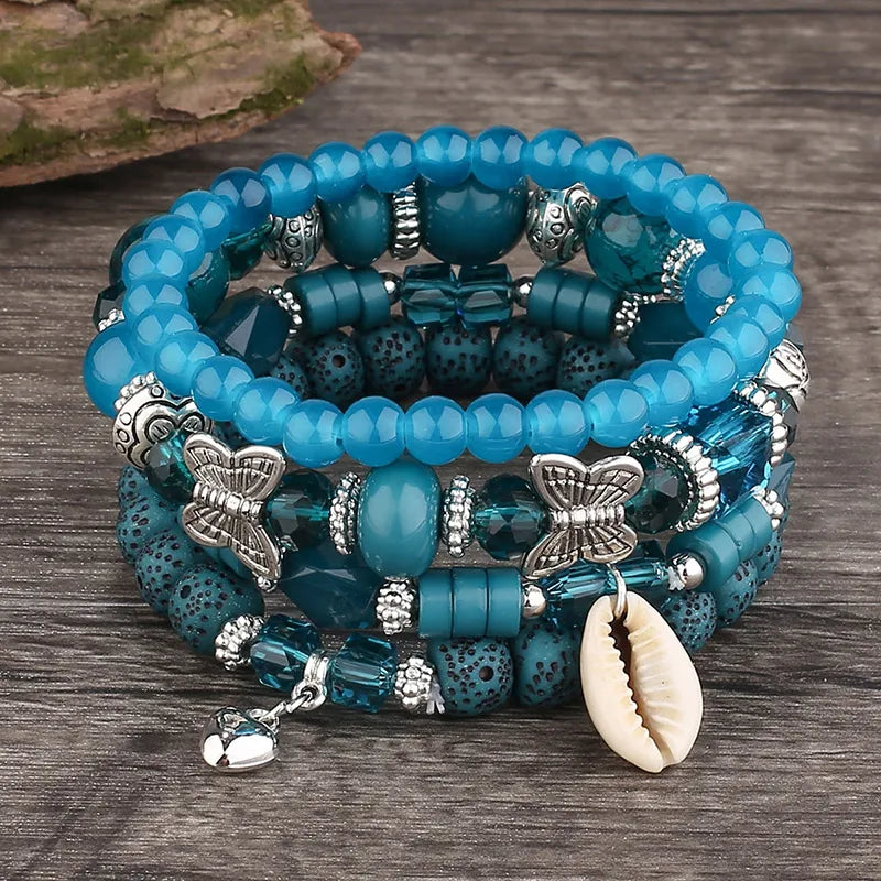 Bohemian Handmade Glasses Bead Bracelet Sets 