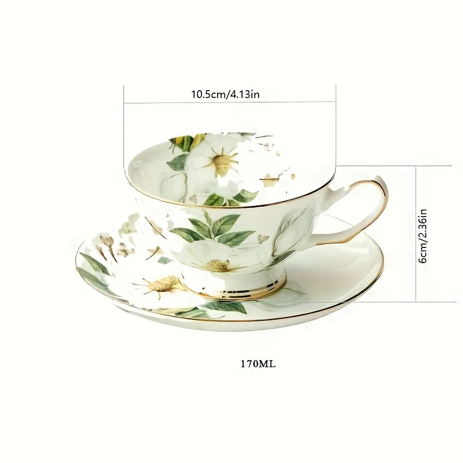 Taza de té de camelia de cerámica de 5,7 oz