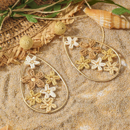 Pendientes colgantes de flores elegantes de Bohemia