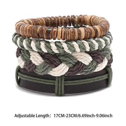 Pulseras de cuero tejido Bohemia Vintage Leather Para hombre.