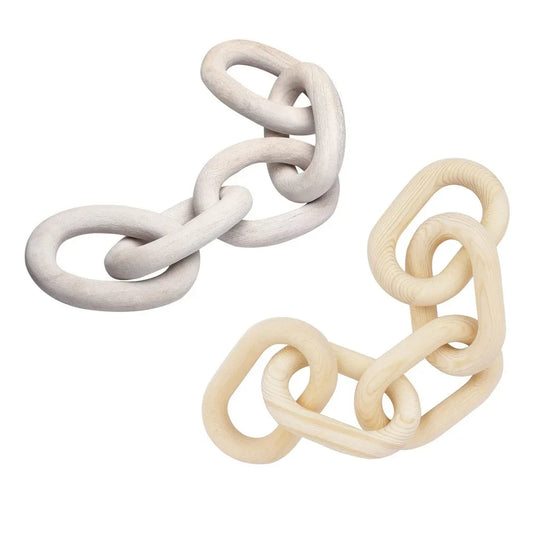 Hand-carved wooden chain, 5 links 