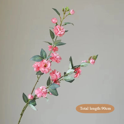 Camelia 1 pieza, rama larga con hojas flores artificiales