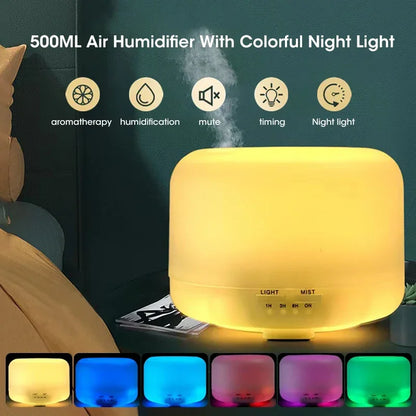 Humidificador de aire de 500 ml Difusor de aceites esenciales con luces nocturnas coloridas USB