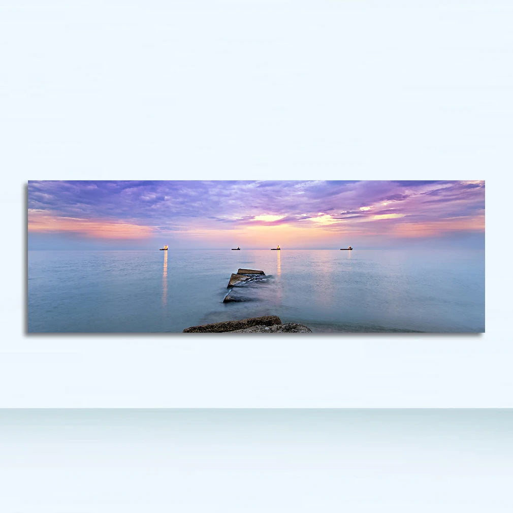 Panoramic natural landscape painting on canvas
