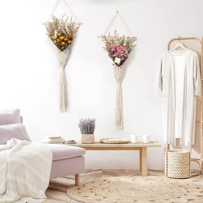 Tapiz colgante de pared con bolsillo tejido a mano, Artesanía bohemia