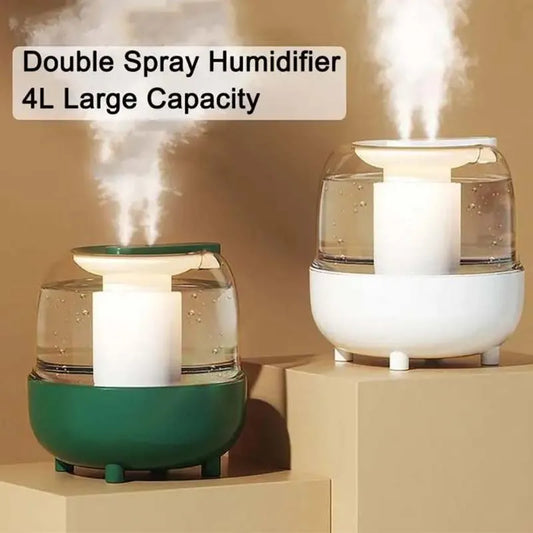 Humidificador de aire Difusor de aroma de aceites esenciales Boquilla doble y luz LED