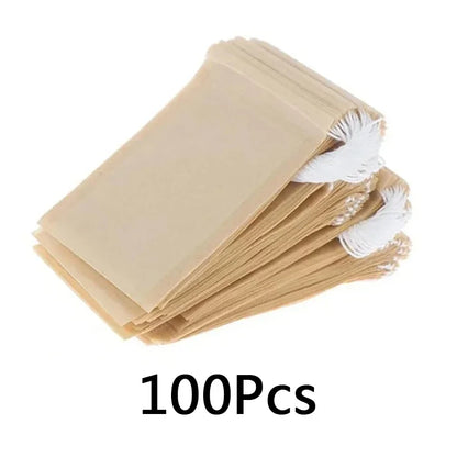 100 piezas de bolsas de té desechables de papel biodegradable con sello de cuerda