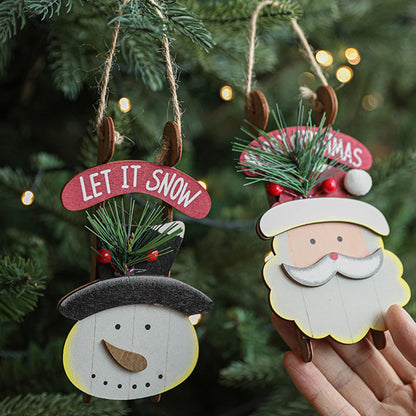 Madera retro Feliz Navidad Decoración de árbol