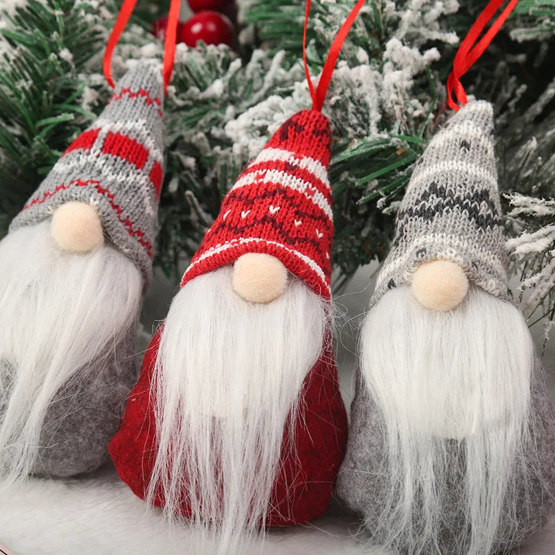 Gnomos sin rostro de decoración del árbol de Navidad