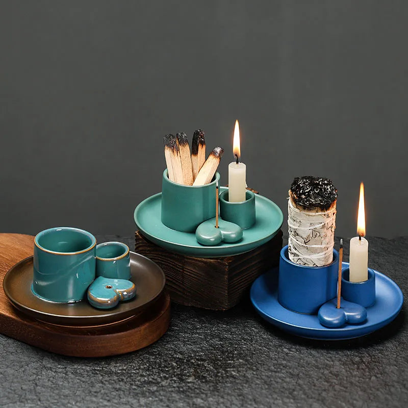 Juego de quemadores de incienso de cerámica de 1 pieza - multifuncional