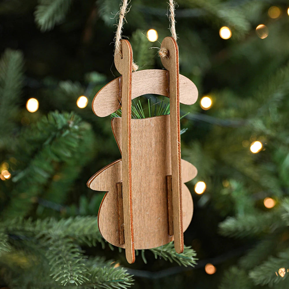 Madera retro Feliz Navidad Decoración de árbol