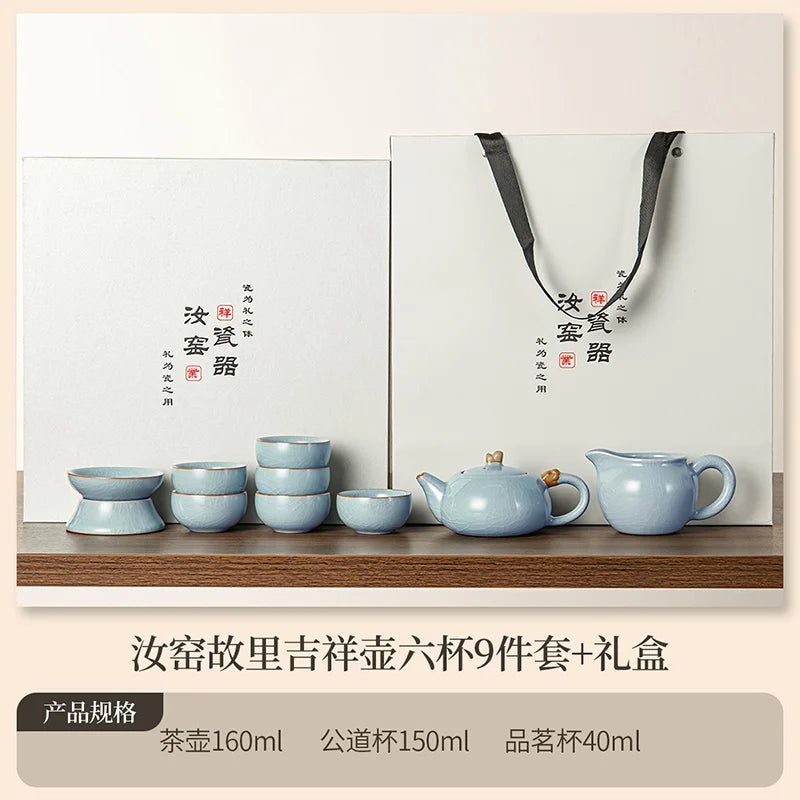 Juego de tazas y tetera de cerámica de lujo floral