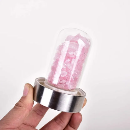 Botella de agua de acero inoxidable con piedra preciosa, tallada a mano