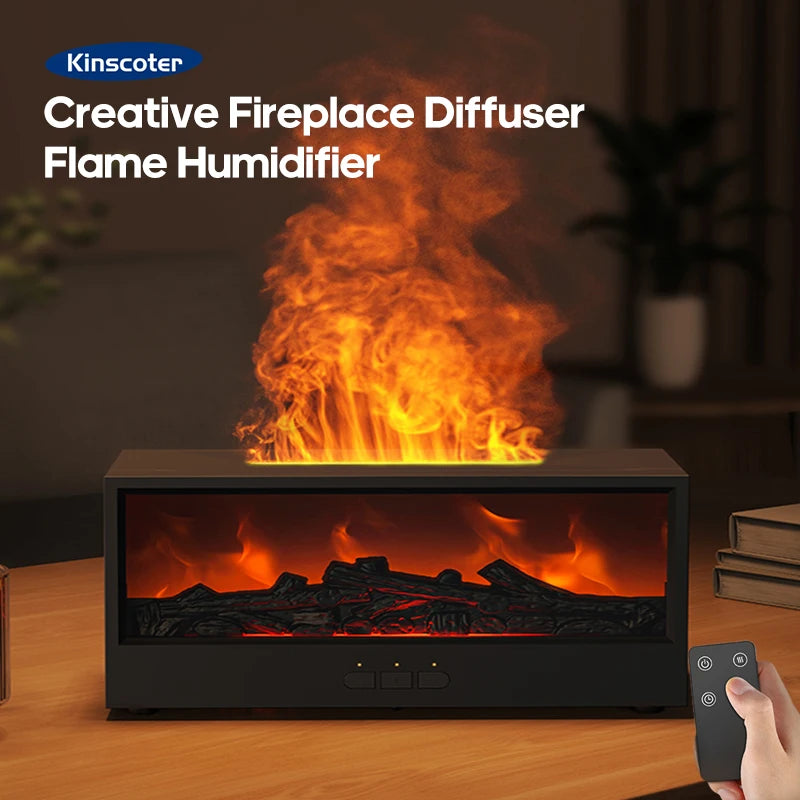 Humidificador chimenea Difusor de aceites esenciales con luz LED y control remoto